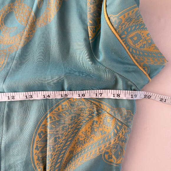 BedHead Jacquard S Set Teal Paisley Design Elastic Waist Button Up Pajamas - Picture 11 of 15